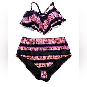 Torrid V Flounce Bikini Top & High Waist Bikini Bottoms Tummy Control Size 2X